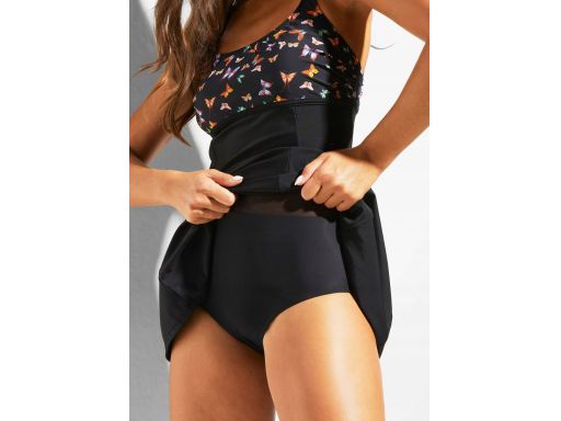 B.P.C czarna sukienka kąpielowa w motylki 54.