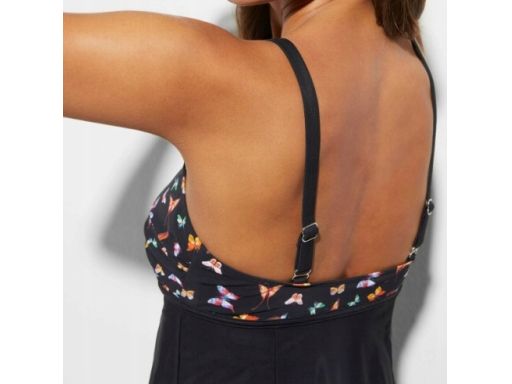 B.P.C czarna sukienka kąpielowa w motylki 54.