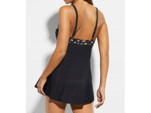 B.P.C czarna sukienka kąpielowa w motylki 54.