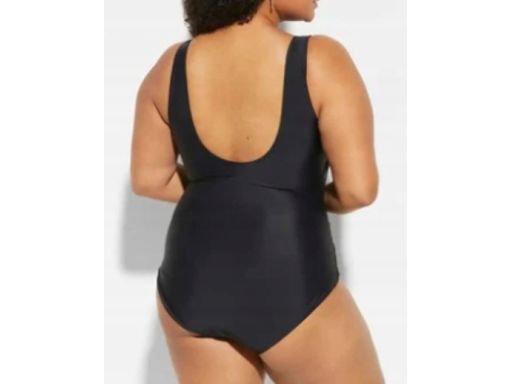 B.P.C Kostium kąpielowy ciemny fiolet z marszczeniem kopertowy ^50