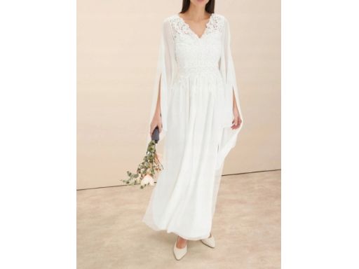 B.P.C suknia ślubna z delikatnego szyfonu z koronką 40.