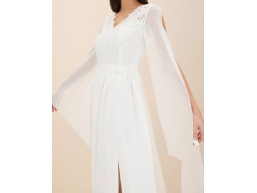 B.P.C suknia ślubna z delikatnego szyfonu z koronką 40.