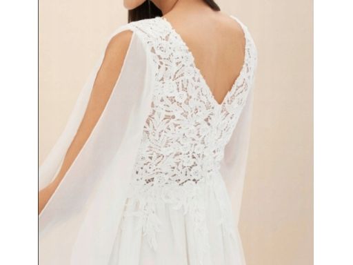 B.P.C suknia ślubna z delikatnego szyfonu z koronką 40.