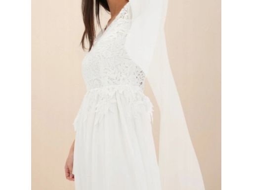 B.P.C suknia ślubna z delikatnego szyfonu z koronką 40.