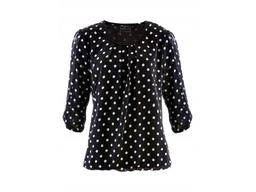 B.P.C szyfonowa czarna bluzka w groszki r.40