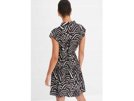 B.P.C sukienka koszulowa czarno-beżowa we wzory ^54
