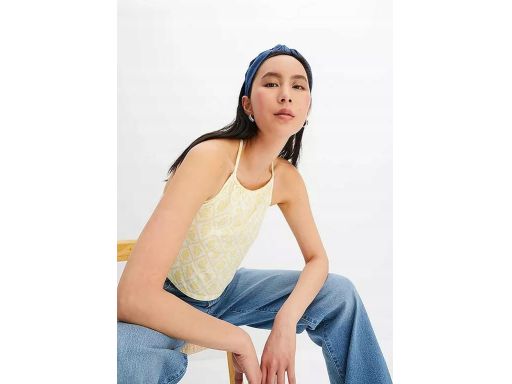 B.P.C bluzka top letnia odkryte plecy żółto-biała ^40/42