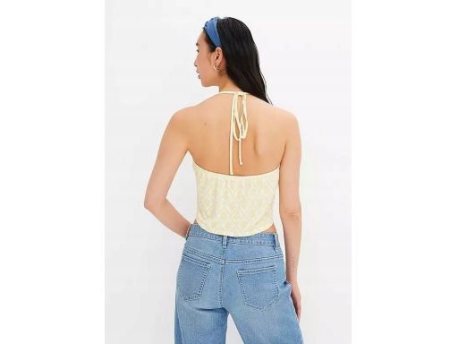 B.P.C bluzka top letnia odkryte plecy żółto-biała ^40/42