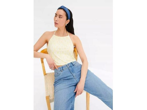 B.P.C bluzka top letnia odkryte plecy żółto-biała ^40/42