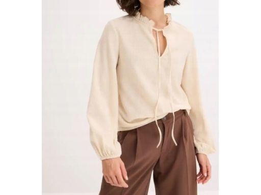 B.P.C bluzka krepowana beżowa z wiązaniem 36/38.