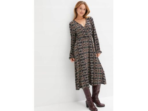 B.P.C wzorzysta sukienka midi dżersejowa 32/34.