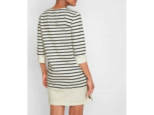 B.P.C sukienka z dżerseju granatowo-śmietankowa w paski r.40/42