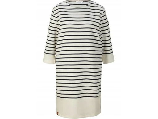 B.P.C sukienka z dżerseju granatowo-śmietankowa w paski r.40/42