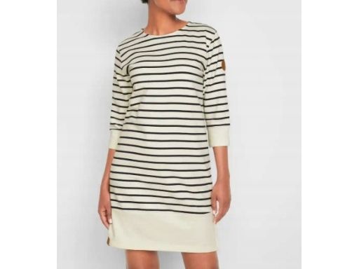 B.P.C sukienka z dżerseju granatowo-śmietankowa w paski r.40/42