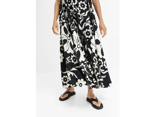 B.P.C sukienka letnia beżowo-czarna obszerna r.48