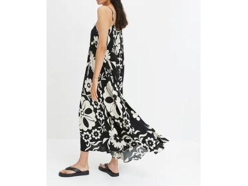 B.P.C sukienka letnia beżowo-czarna obszerna r.48