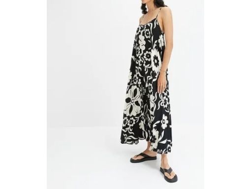 B.P.C sukienka letnia beżowo-czarna obszerna r.48