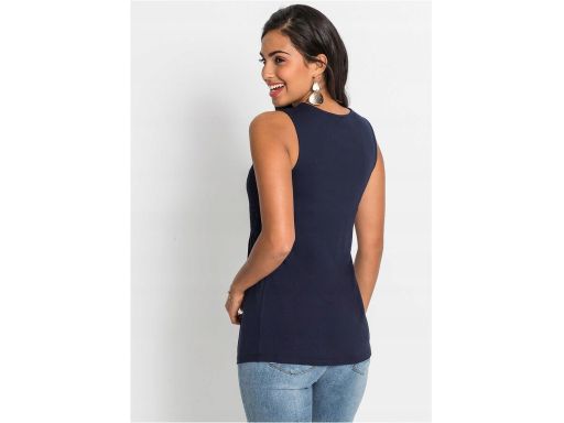 B.P.C top granatowy z koronką 40/42.