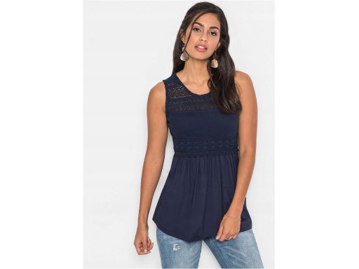 B.P.C top granatowy z koronką 40/42.