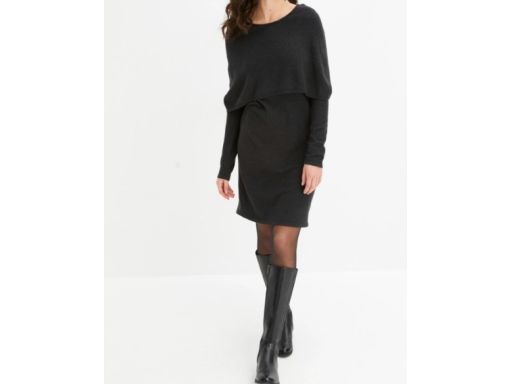 B.P.C sukienka dzianinowa z wywijaną narzutką 40/42.