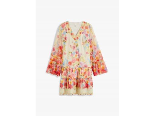 B.P.C sukienka beżowa w kolorowe kwiaty ^44/46