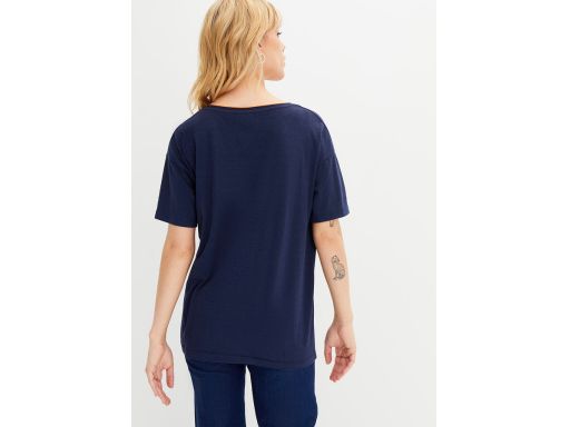 B.P.C t-shirt granatowy w serek 32/34.