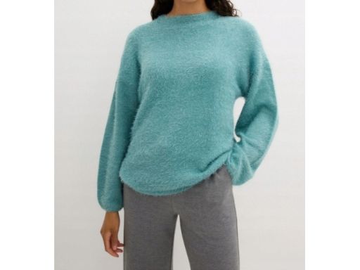 B.P.C włochaty sweter szałwiowy z przędzy piórkowej 44/46.