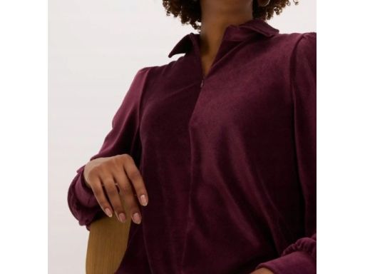 B.P.C sztruksowa sukienka jagodowa z kołnierzykiem r.44/46