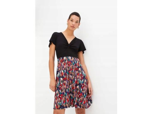 B.P.C czarna sukienka z częścią spódnicową z nadrukiem ^44/46