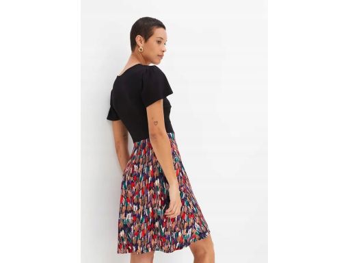 B.P.C czarna sukienka z częścią spódnicową z nadrukiem ^44/46