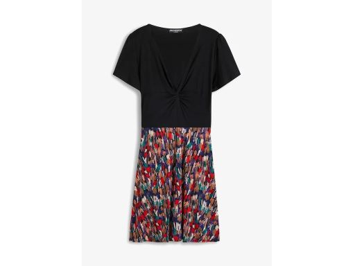 B.P.C czarna sukienka z częścią spódnicową z nadrukiem ^44/46