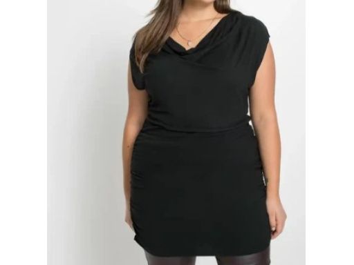 B.P.C sukienka tunika czarna z marszczeniami i lejącym dekoltem 36/38.