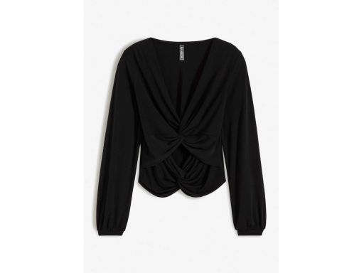 B.P.C bluzka czarna z wycięciami z marszczeniem 44/46.