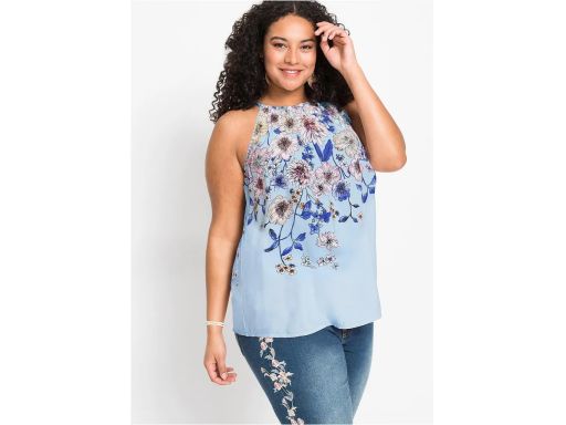 B.P.C bluzka bez rękawów z wiskozy niebieska w kwiaty 44.