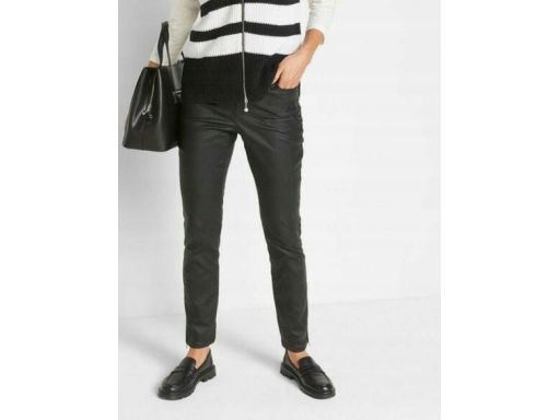 B.P.C spodnie 7/8 czarne eko skóra z zamkami 48.