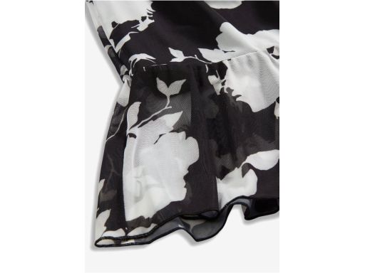 B.P.C sukienka szyfonowa czarna z szarym nadrukiem kwiatowym ^36/38
