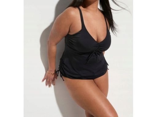 B.P.C czarne tankini na fiszbinach z marszczeniem 40 (80D).