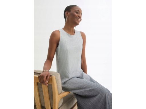 B.P.C sukienka prosta srebrna, cieniowana midi bez rękawów 44/46.