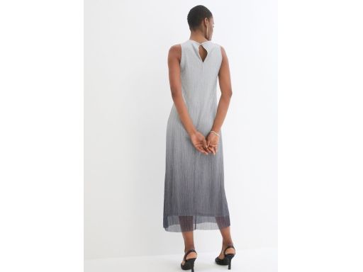 B.P.C sukienka prosta srebrna, cieniowana midi bez rękawów 44/46.