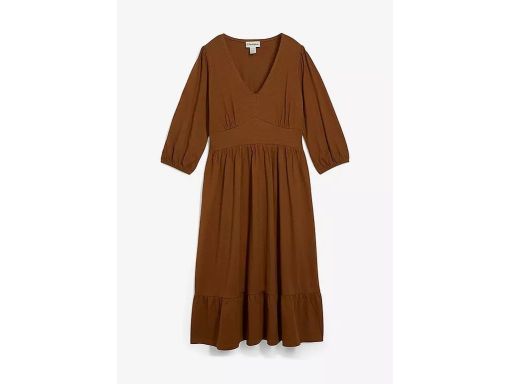 B.P.C sukienka brązowa midi z falbaną r.44/46