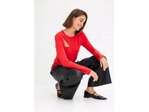 B.P.C bluzka czerwona z wycięciami długi rękaw r.44/46