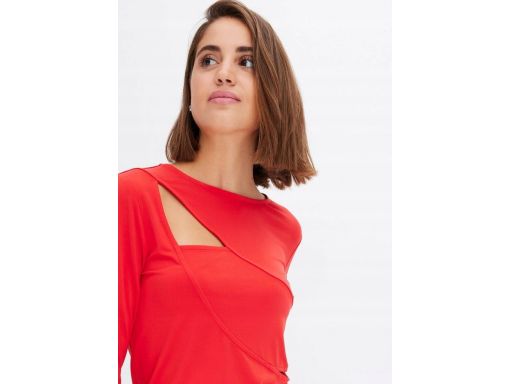 B.P.C bluzka czerwona z wycięciami długi rękaw r.44/46