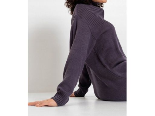 B.P.C sukienka dzianinowa jagodowa mini 32/34.