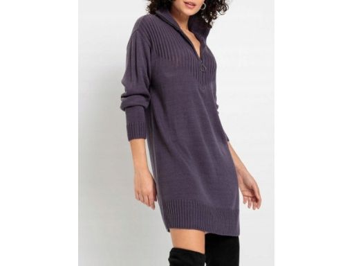 B.P.C sukienka dzianinowa jagodowa mini 32/34.