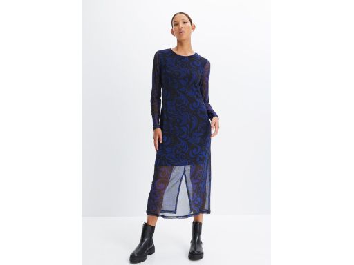 B.P.C sukienka siateczkowa granatowo-czarna długa r.36/38