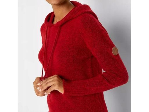 B.P.C czerwona dzianinowa sukienka z kapturem r.52/54