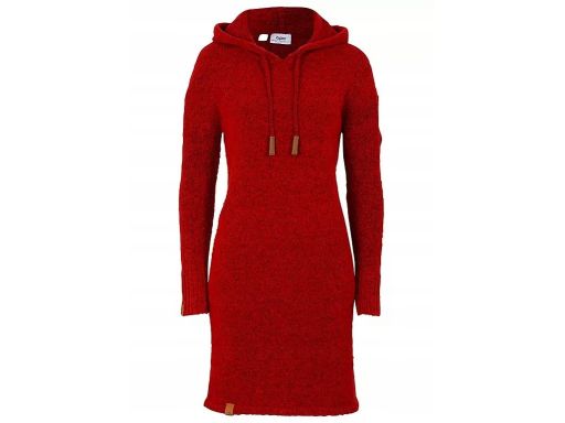 B.P.C czerwona dzianinowa sukienka z kapturem r.52/54