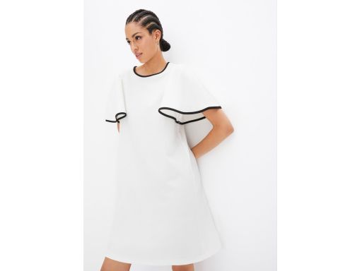 B.P.C śmietankowa sukienka z luźnymi rękawkami 36/38.