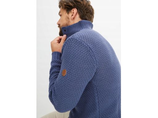 B.P.C sweter męski z półgolfem na guziki indigo 3XL.