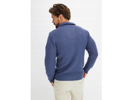 B.P.C sweter męski z półgolfem na guziki indigo 3XL.